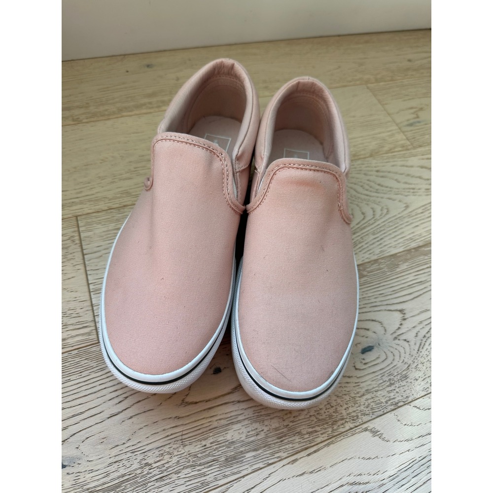 Vans Classic Slip-On Stackform Peach Pink Canvas Platform Sneakers Womens 9